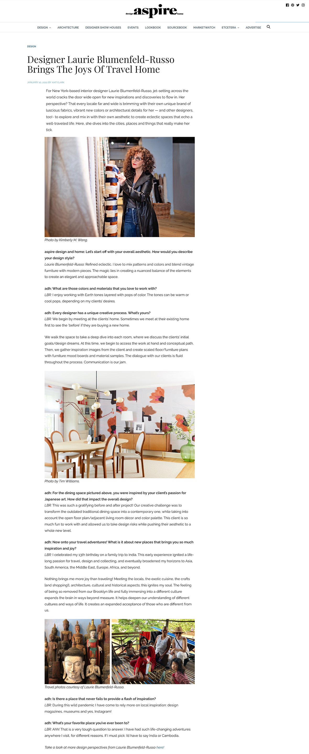 Interior Designer Laurie Blumenfeld Russo Brings The Joys Of Travel Home Aspire Design and Home