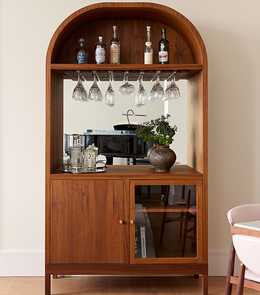 Custom Walnut Dry Bar Cabinet