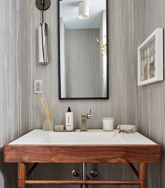 Custom Walnut Free Standing Vanity for Brooklyn Heights Decorator Showhouse 