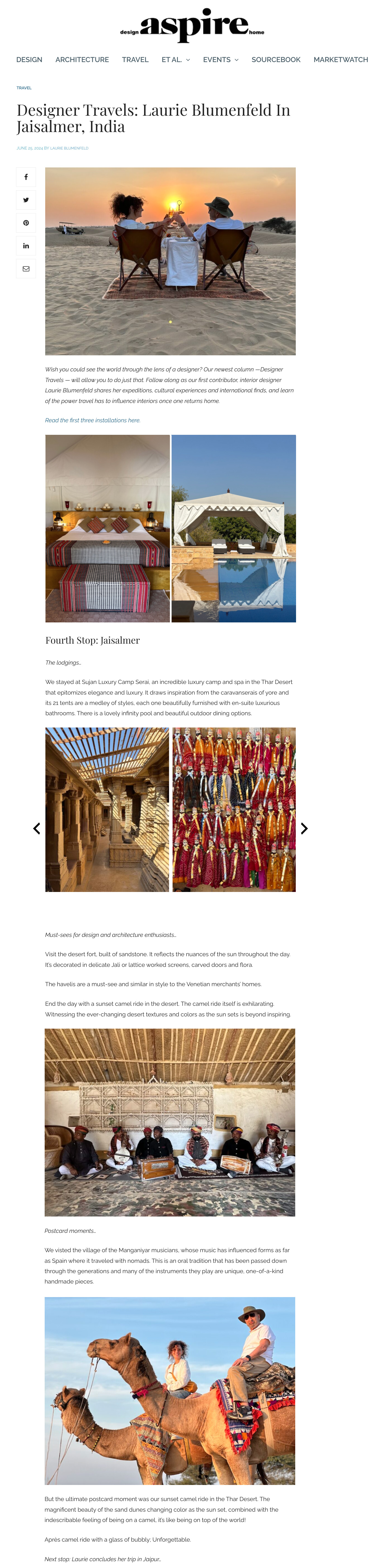 Designer Travels: Laurie Blumenfeld In Jaisalmer India