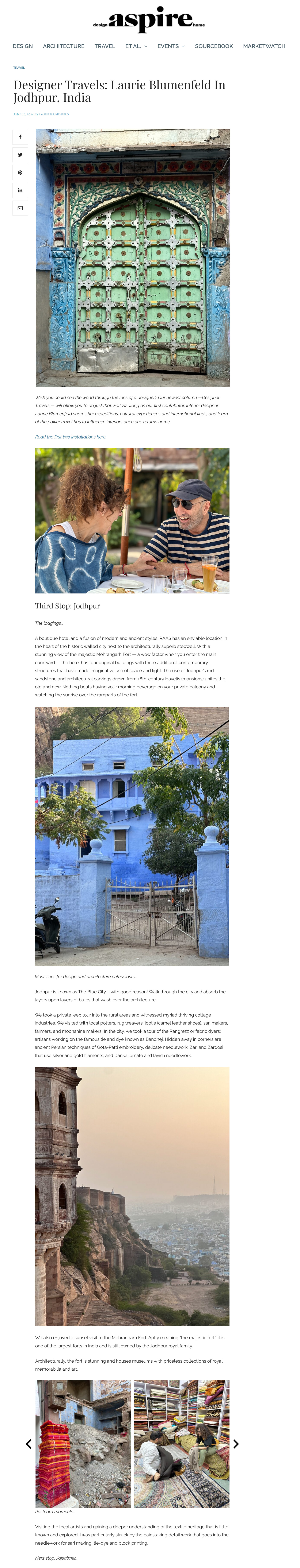 Designer Travels: Laurie Blumenfeld In Jodhpur, India